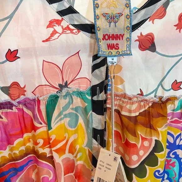 Johnny Was Bright Multicolor Patchwork Midi Dress - Picture 3 of 7